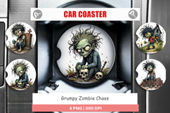 Car Coaster Grumpy Zombie Product Image 1