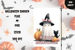 Happy Halloween Garden Flag, Welcome Garden Flag Template Product Image 1