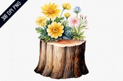 Flower Wooden Stump Sublimation PNG Design Product Image 1