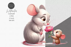 Mothers Day, Mouse clipart, Flowers clipart, Cute animals Product Image 1