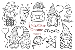 Valentines Gnome Outline SVG PNG Product Image 1
