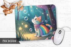 Whimsical Rainbow Cat Mouse Pad PNG Design Product Image 1