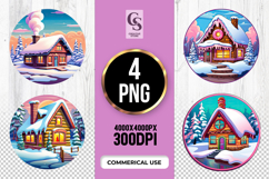 Winter Cabin House Clipart Sublimation PNG Product Image 1