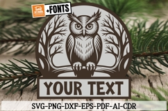 Owl SVG Laser Cut Files | Name Sign Vector | Cricut DXF PNG Product Image 1