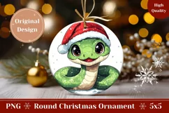 Merry Christmas Ornament, Cartoon Snake Ornament Sublimation Product Image 1