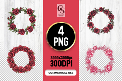 Red Rose Floral Wreath Illustration Clipart Sublimation PNG Product Image 1