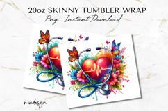 Stethoscope Tumbler Wrap PNG, Medical Sublimation Design Product Image 2