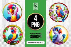 Colorful Tropical Parrot Clipart Sublimation PNG Product Image 1