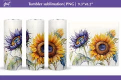 Summer tumbler with sunflowers Tumbler sublimation designs Product Image 1