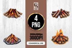 Watercolor Campfire Logs Clipart Sublimation PNG Product Image 1