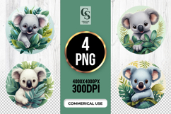 Cute Koala Clipart Sublimation PNG Product Image 1