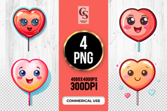 Cute Heart Lollipop Clipart Sublimation PNG Product Image 1