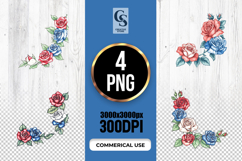 Patriotic Rose Clipart PNG Product Image 1