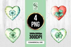 Watercolor Heart Clover Clipart Sublimation PNG Product Image 1