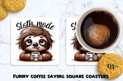 Funny coffee saying square coaster. Sublimation PNG. Product Image 1