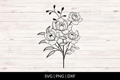 Hand Drawn Peonies Floral Bouquet SVG Product Image 1