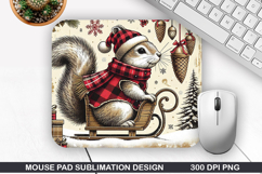 Squirrel Mouse Pad Sublimation, Christmas Mouse Pad PNG Product Image 1