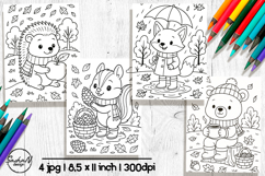 Forest animals coloring pages, Autumn coloring pages Product Image 1