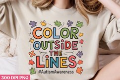 Color Outside the Lines PNG, Autism Sublimation PNG Product Image 2