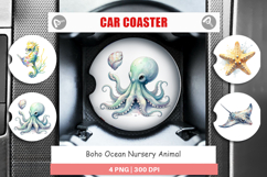 Boho Ocean Animal Car Coaster Product Image 1