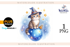 Christmas Kitten in Watercolor Style Product Image 1