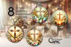 Easter cross | Retro spring Round Earring Sublimation design Product Image 1