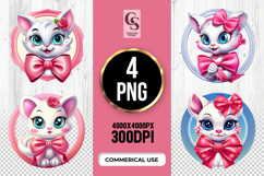 Cute Bow Kitty Clipart Sublimation PNG Product Image 1