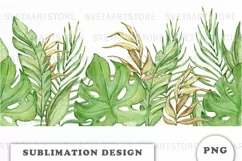 Watercolor Tropical Leaves border PNG Product Image 1