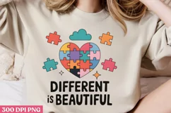Different is Beautifu PNG, Autism Sublimation PNG Product Image 1