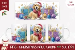 Watercolor Christmas Dog Mug Design, Christmas Presents Mug Product Image 1