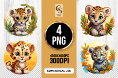 Playful Baby Leopard Clipart Sublimation PNG Product Image 1