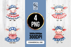 Patriotic Cow Dress Clipart Sublimation PNG Product Image 1