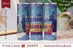 Christmas Tumbler Wrap, Christmas Tram Tumbler Template Product Image 1