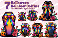 Halloween Coffin with Rainbow Bow | Pride Halloween Art Product Image 1
