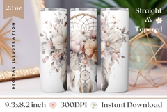 Watercolor Flowers Tumbler Design, Boho Tumbler Wrap Product Image 1