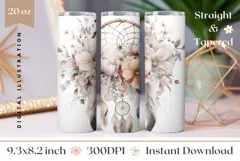 Watercolor Flowers Tumbler Design, Boho Tumbler Wrap Product Image 1