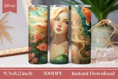 Amazing Mermaid Tumbler Wrap Design, Mermaid Sublimation PNG Product Image 1
