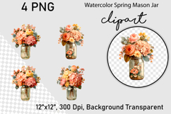 Watercolor Spring Mason Jar Clipart Product Image 1