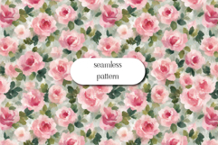 Seamless Pink Rose Pattern, Vintage Floral Background Product Image 1