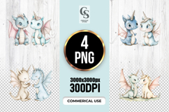 Cute Unicorn Dragon Friends Clipart Sublimation PNG Product Image 1