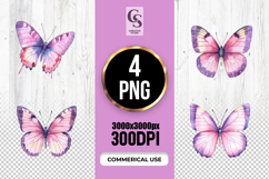 Watercolor Pink Purple Butterfly Clipart Sublimation PNG Product Image 1