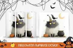 Cartoon Halloween Cat Tumbler, Spooky Halloween Sublimation Product Image 1