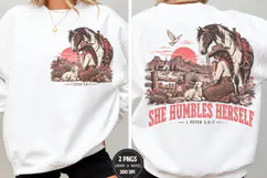 She Humbles Herself Front Back PNG, Christian Cowgirl Front Product Image 2