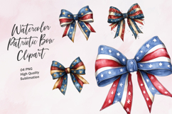 Watercolor Patriotic Bow Clipart Product Image 1