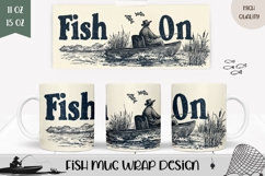 Fish On Mug Design, Fishing Mug, Fisherman Mug Template Product Image 1