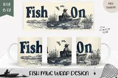 Fish On Mug Design, Fishing Mug, Fisherman Mug Template Product Image 1
