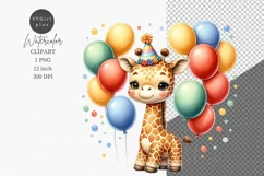 Party animals, Giraffe clipart, Birthday clipart Product Image 1