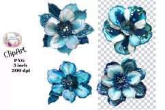 Sequin Flowers, Ephemera, PNG, watercolor, Clipart Product Image 1