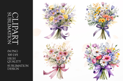 Spring flower bouquet watercolor clipart PNG Product Image 1