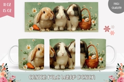 Animals Mug Wrap, Cute Easter Bunnies Mug Template Product Image 1